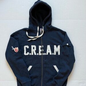 🔴Wu-Tang Sweater Hoodie Size Medium Navy Blue CREAM Rare Raekwon Rza